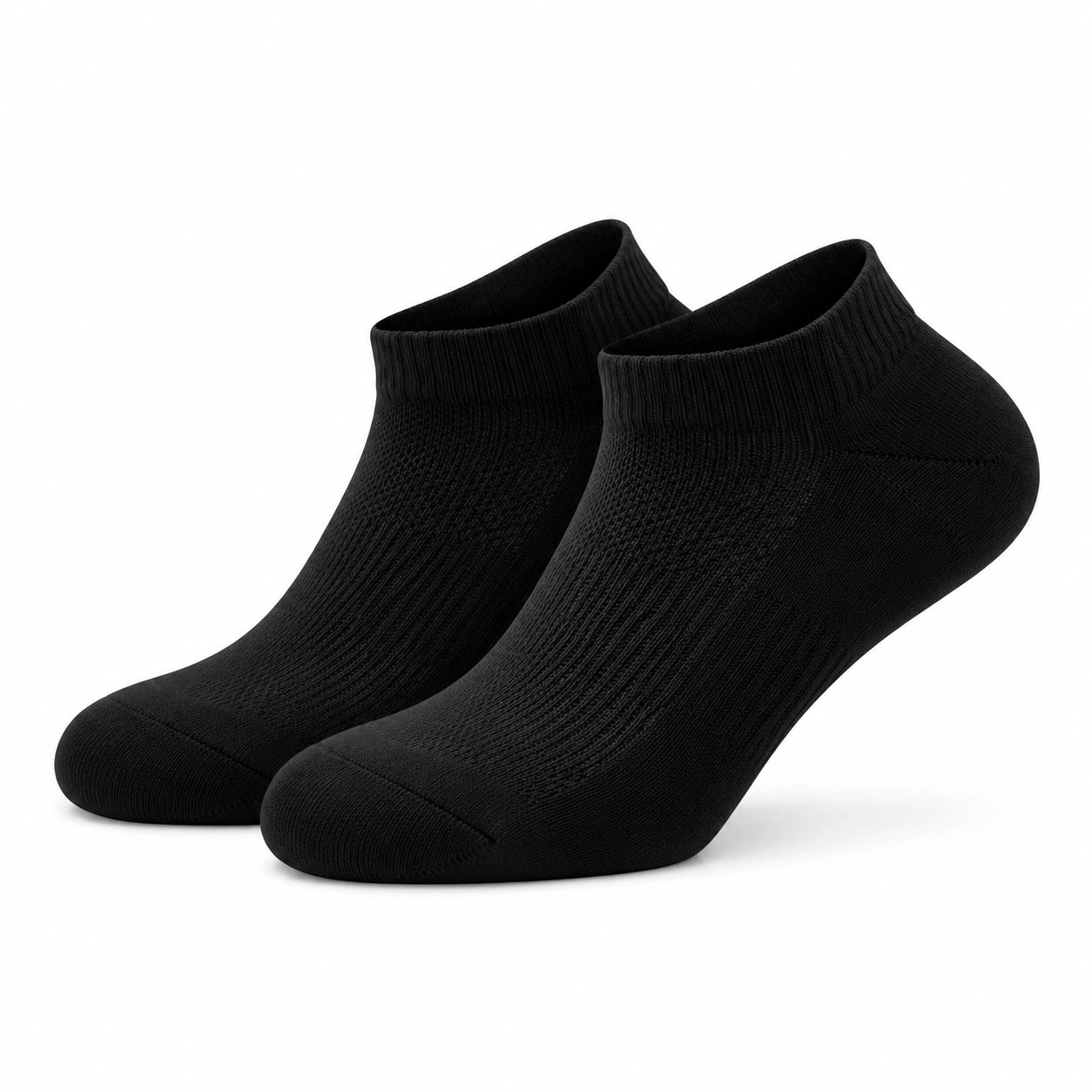 Chaussettes courtes 35-38 noires en maille textile côtelée pour usage quotidien
