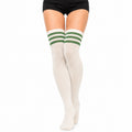 Chaussettes hautes 39-42 en maille blanche et verte style sportif