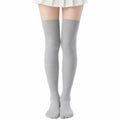 Chaussettes hautes 39-42 en maille gris clair style uni