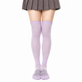 Chaussettes hautes 39-42 lilas en maille côtelée style scolaire