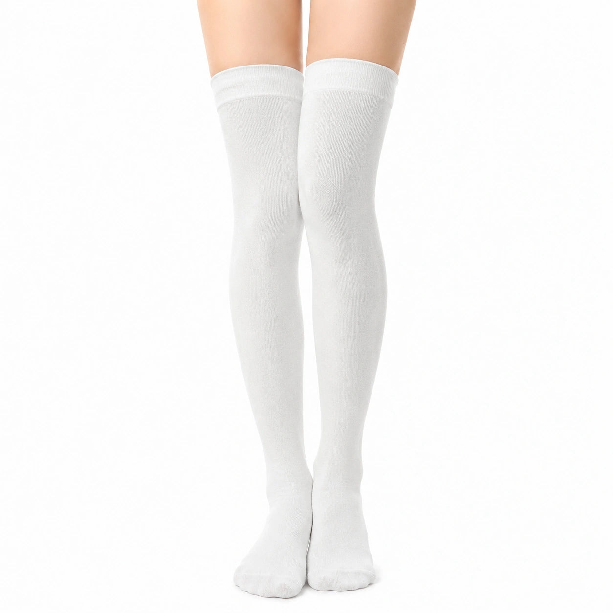 Chaussettes hautes 35-38 blanches en maille unie