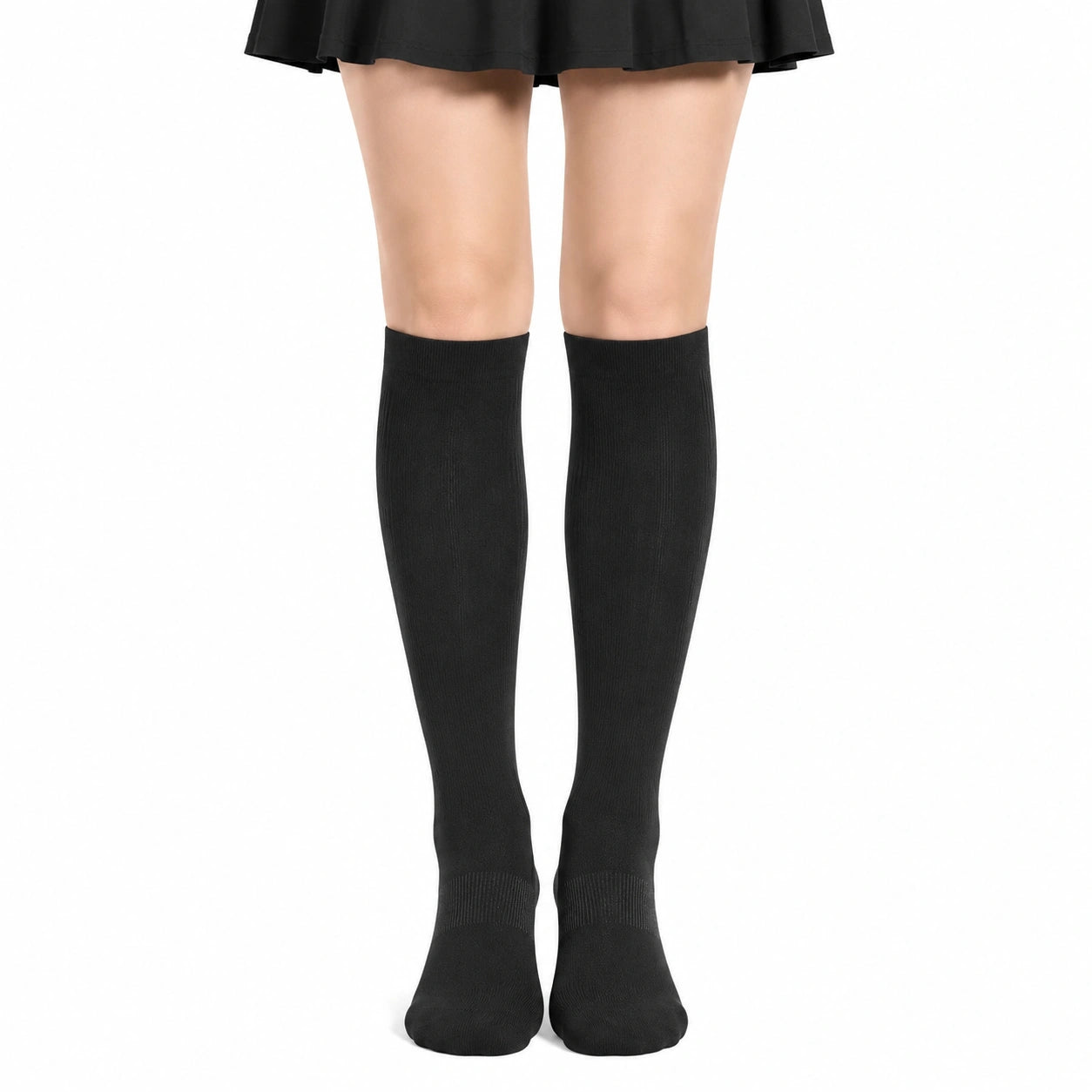 Chaussettes hautes 35-38 en maille noire style uni