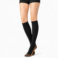 Chaussettes hautes 35-38 noires et marron en maille côtelée style classique