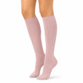 Chaussettes hautes 39-42 en maille rose côtelée style classique