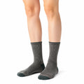 Chaussettes 35-38 en maille gris chiné vert foncé côtelées