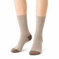 Chaussettes mi-mollet 43-46 en maille beige et marron côtelée